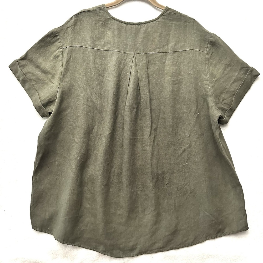 Ruti Drifter S/M Oversized 100% Linen Hi-lo Top Lagenlook Olive Artsy Nonchalant - Picture 11 of 12